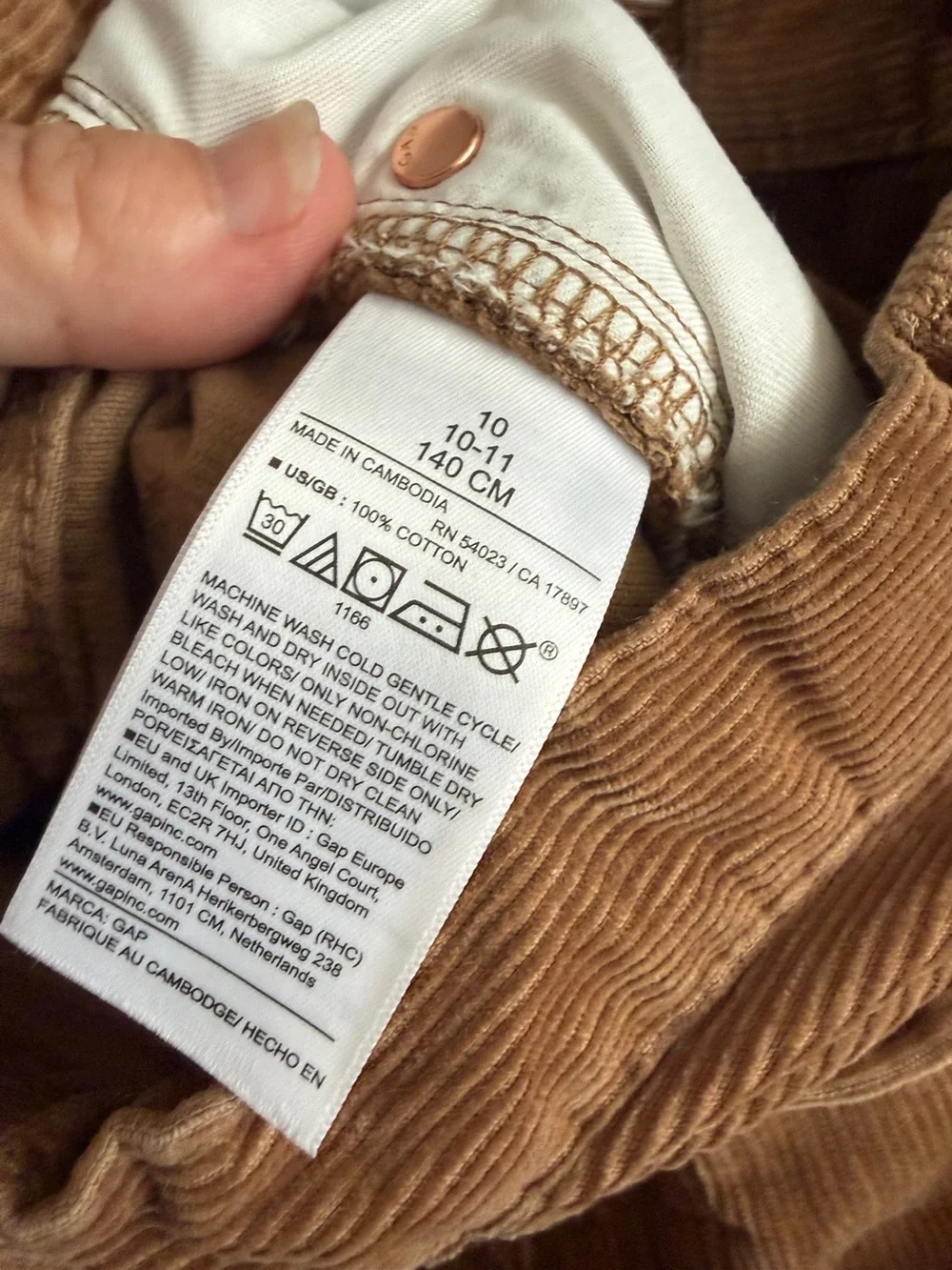 GAP kids 90’s Original Straight corduroy pants 10